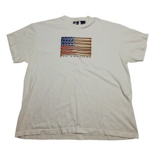 ALL AMERICAN Mens 2XL‎ White Baseball Flag Graphic T Shirt